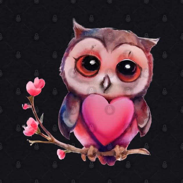 Cute Owl With Valentine Heart by SamCreations